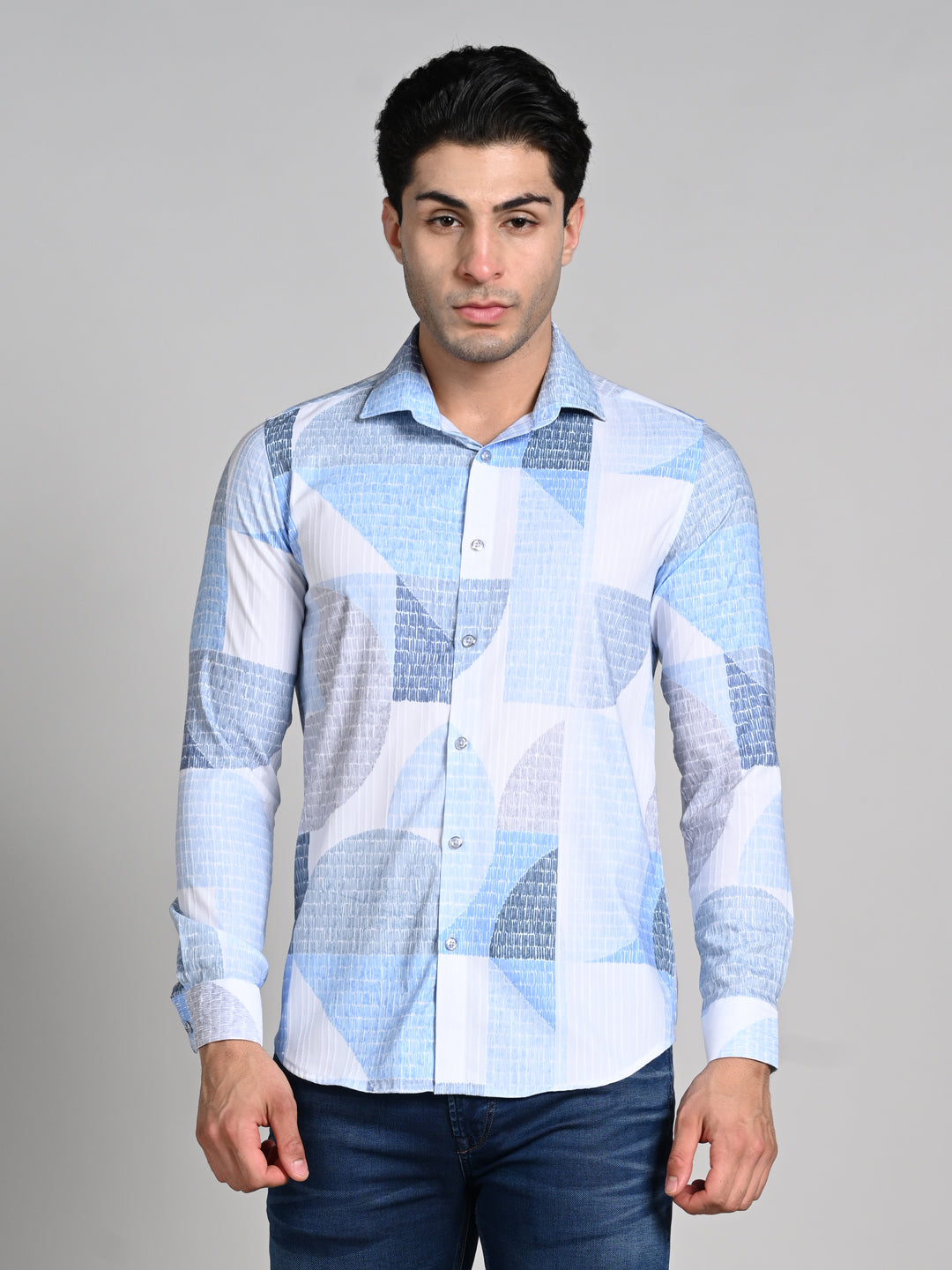Killer Men Blue Printed Slim Fit Shirts