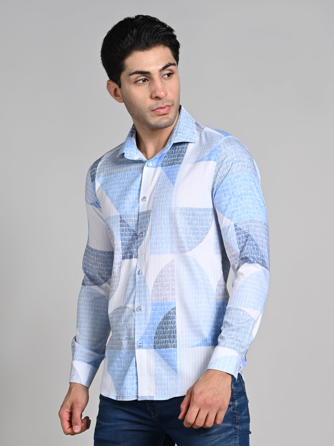 Killer Men Blue Printed Slim Fit Shirts