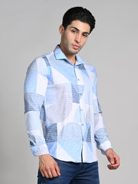 Killer Men Blue Printed Slim Fit Shirts