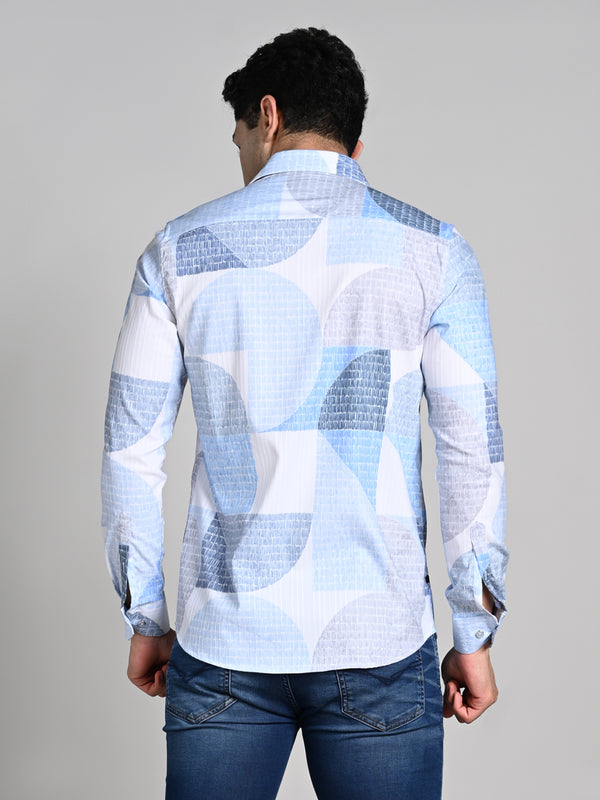 Killer Men Blue Printed Slim Fit Shirts