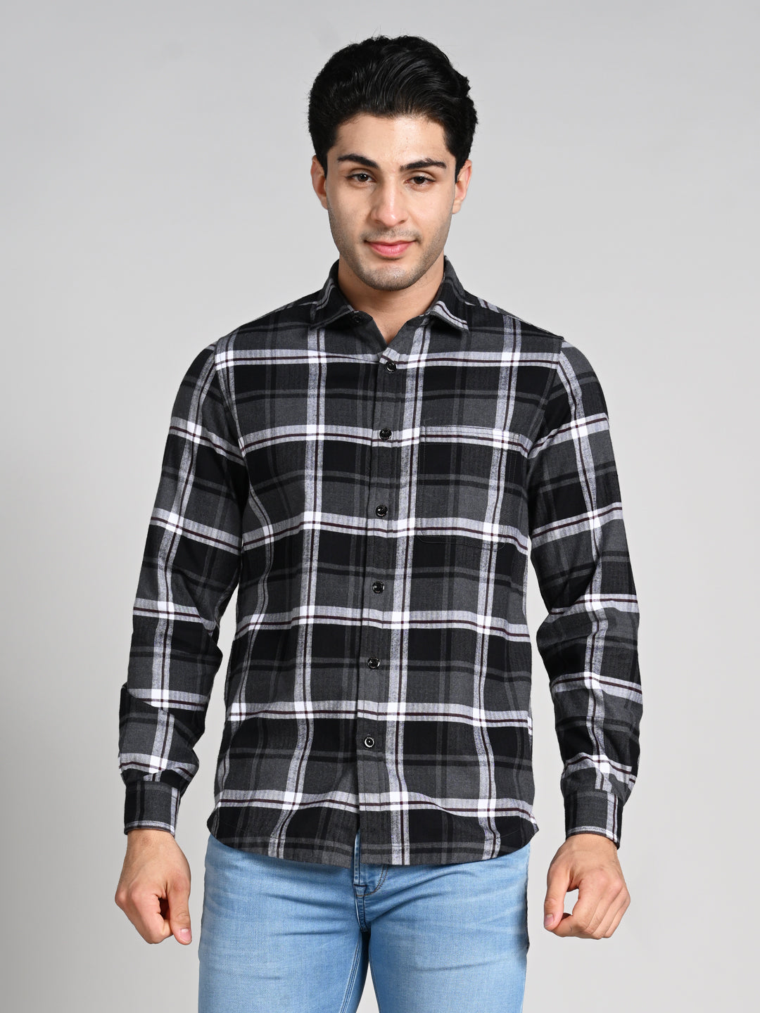 Killer Men Black Checks Straight Fit Shirts