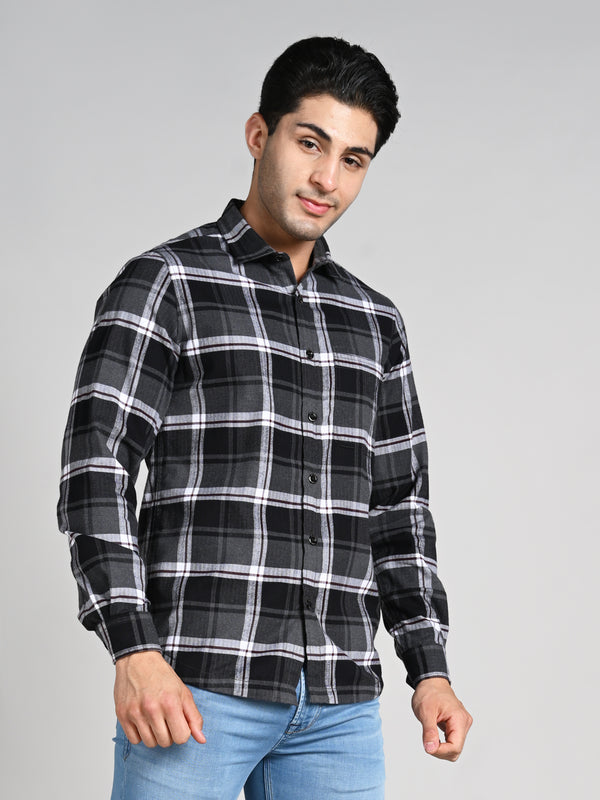 Killer Men Black Checks Straight Fit Shirts