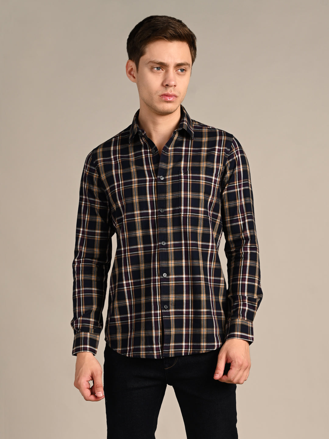 Killer Men Blue Checks Slim Fit Shirts