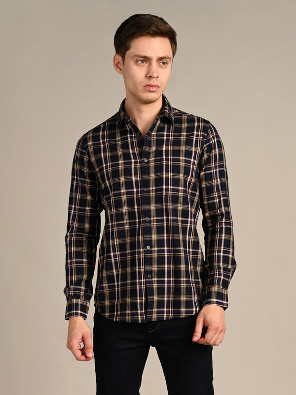 Killer Men Blue Checks Slim Fit Shirts