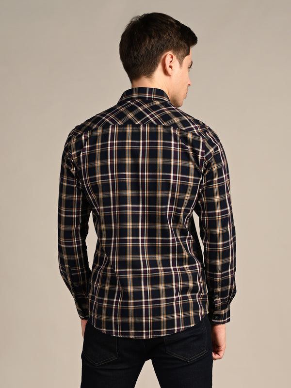Killer Men Blue Checks Slim Fit Shirts