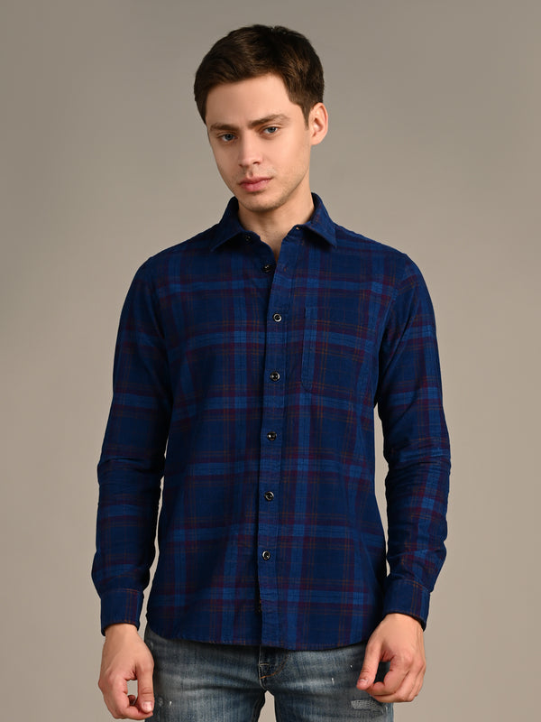 Killer Men Blue Checks Slim Fit Shirts