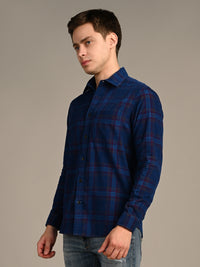 Killer Men Blue Checks Slim Fit Shirts
