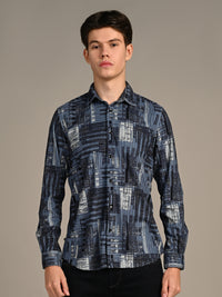 Killer Men Blue Printed Straight Fit Shirts