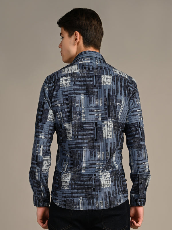 Killer Men Blue Printed Straight Fit Shirts