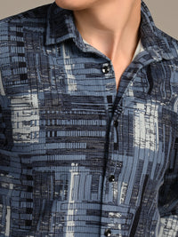 Killer Men Blue Printed Straight Fit Shirts
