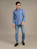 Killer Men Royal Blue Printed Slim Fit Shirts