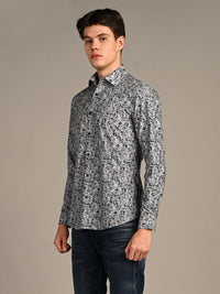 Killer Men Grey Printed Slim Fit Shirts