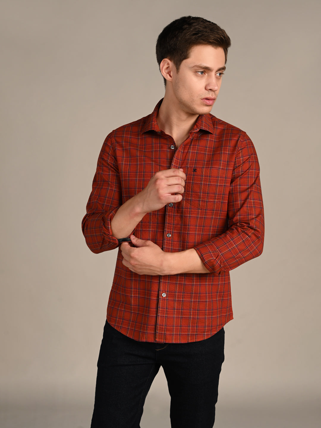 Killer Men Brick Checks Slim Fit Shirts