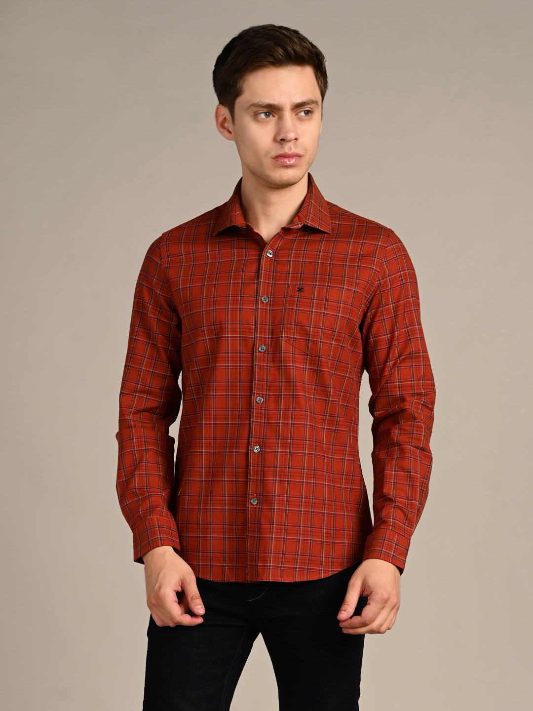 Killer Men Brick Checks Slim Fit Shirts