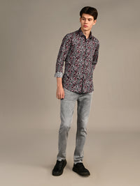 Killer Men Onion Pink Printed Slim Fit Shirts