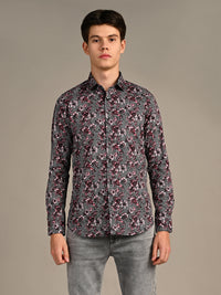 Killer Men Onion Pink Printed Slim Fit Shirts