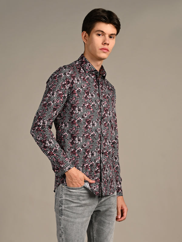 Killer Men Onion Pink Printed Slim Fit Shirts