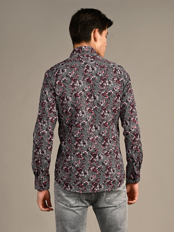 Killer Men Onion Pink Printed Slim Fit Shirts