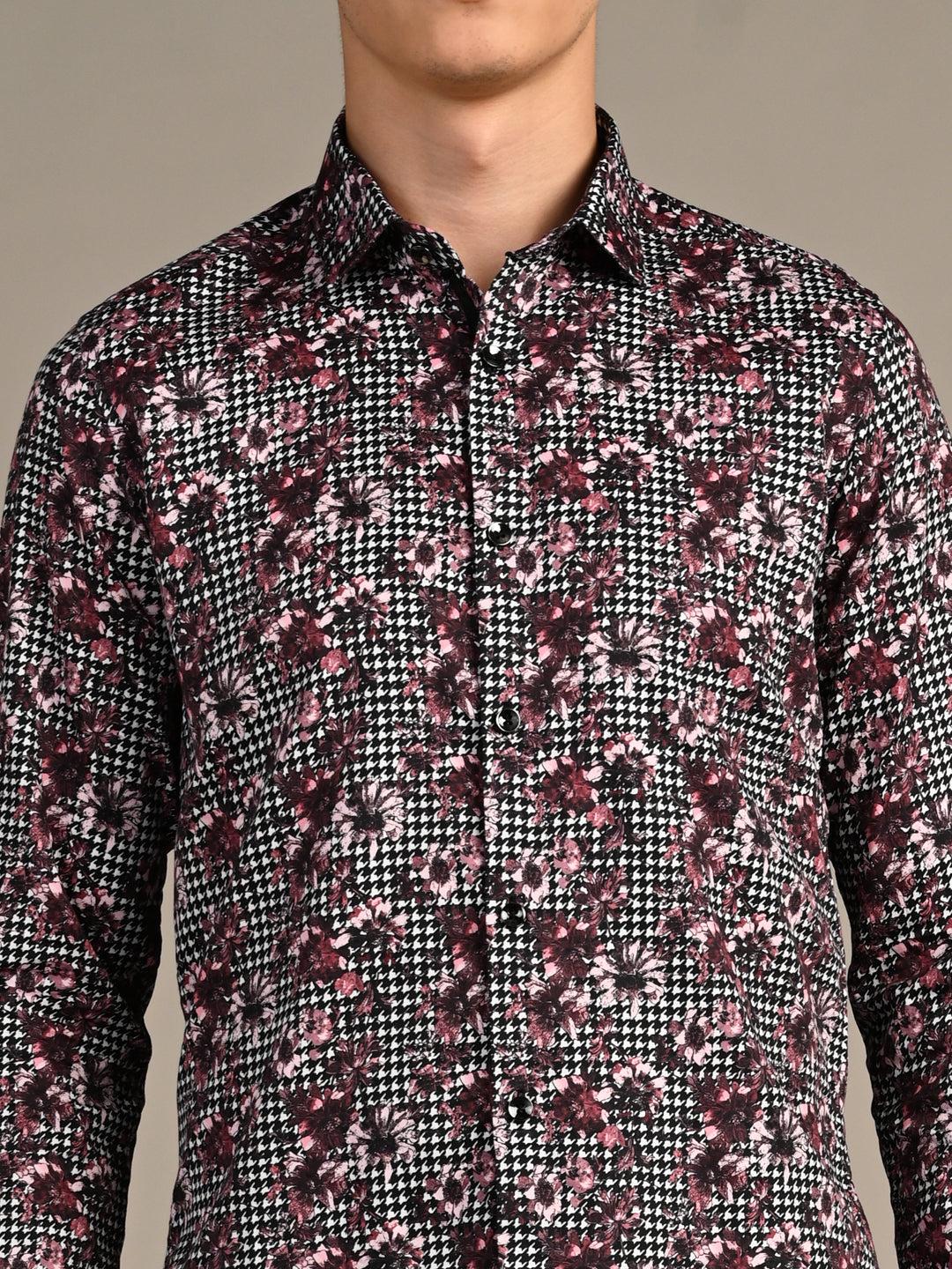 Killer Men Onion Pink Printed Slim Fit Shirts