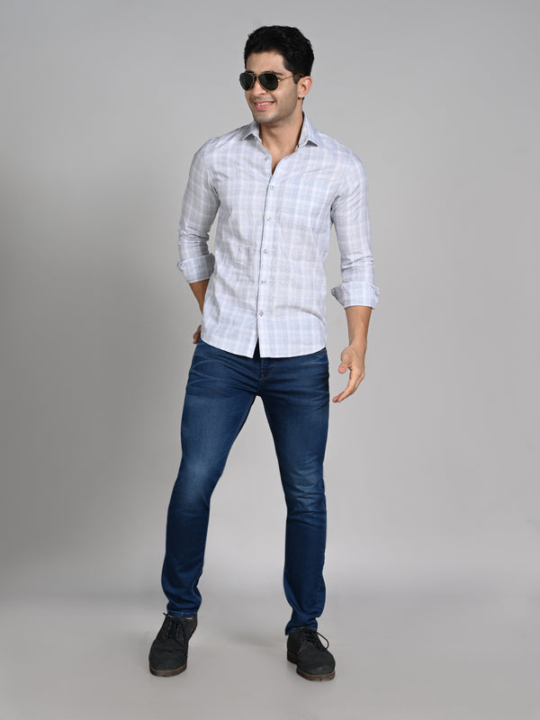 Killer Men White Checks Slim Fit Shirts