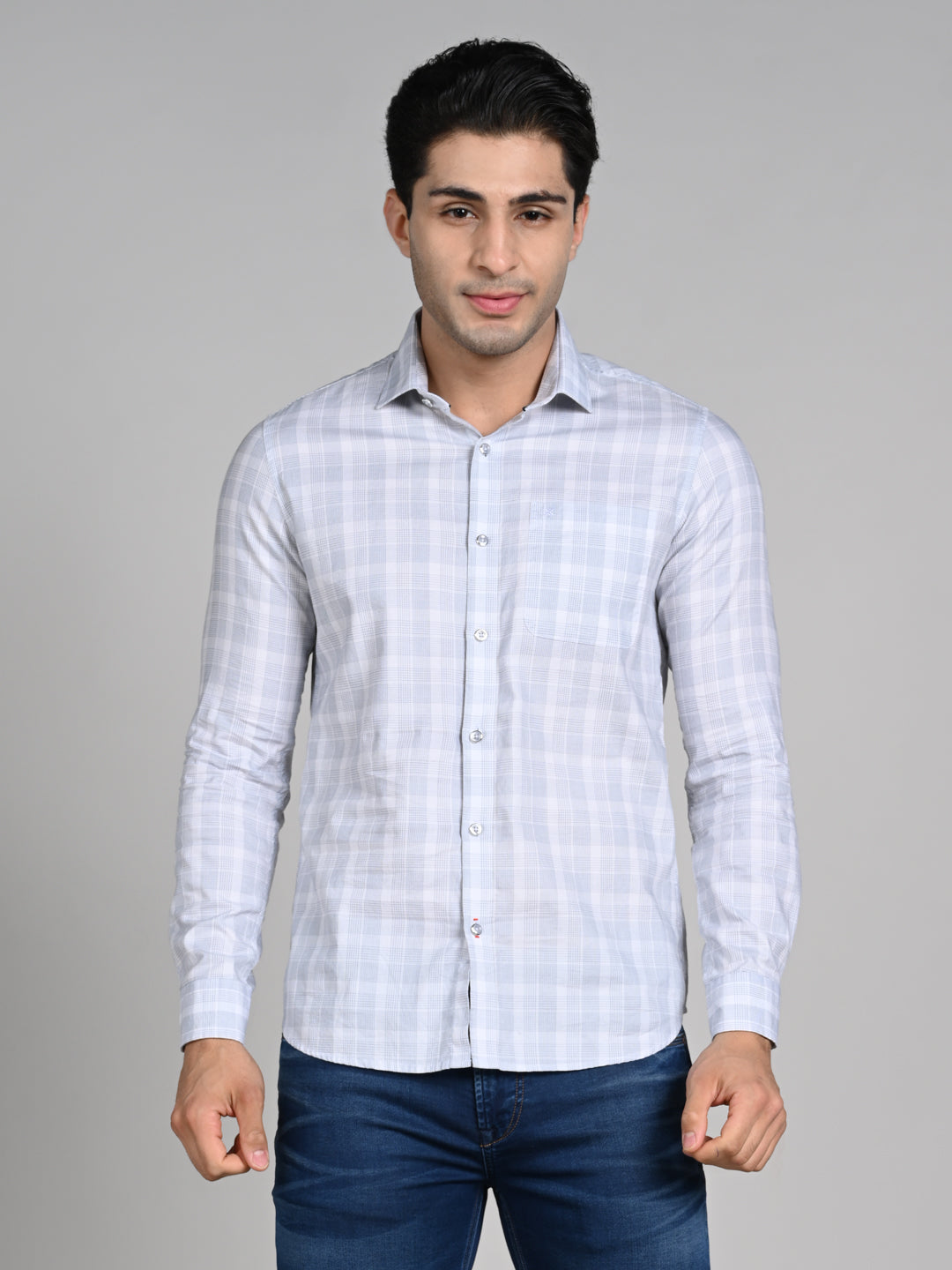 Killer Men White Checks Slim Fit Shirts