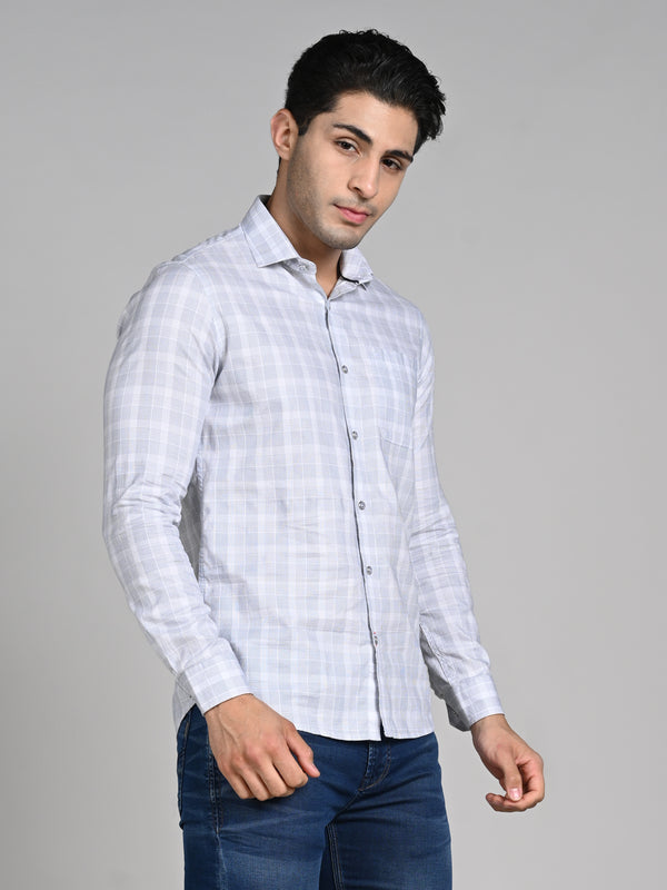 Killer Men White Checks Slim Fit Shirts
