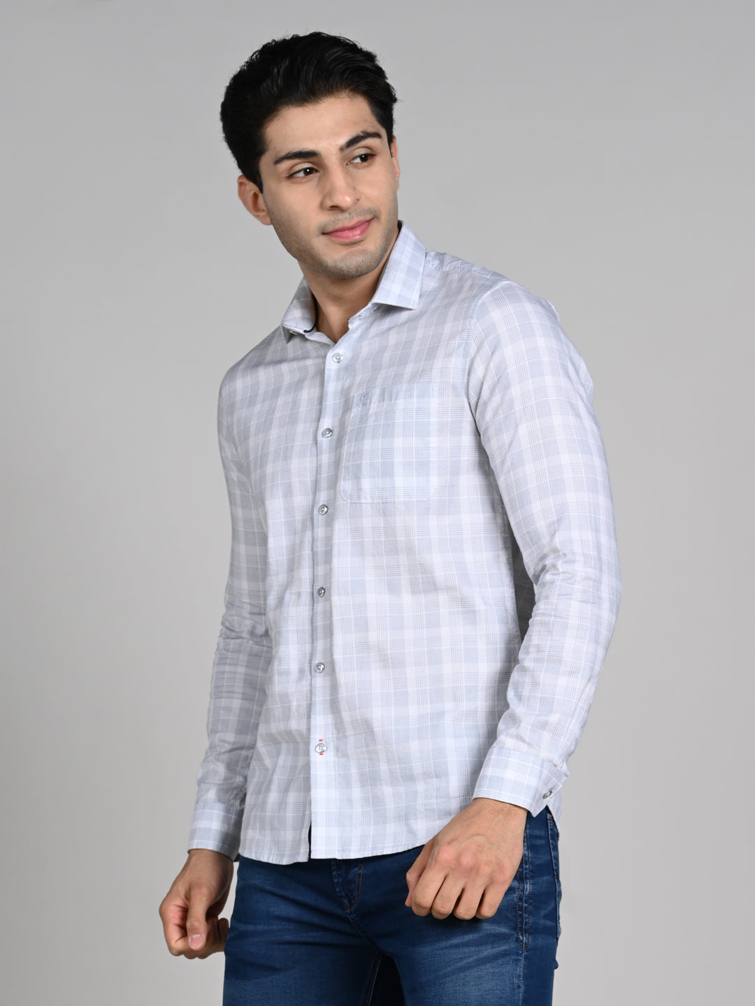 Killer Men White Checks Slim Fit Shirts
