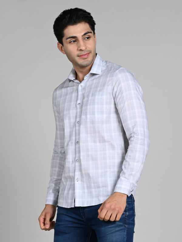 Killer Men White Checks Slim Fit Shirts