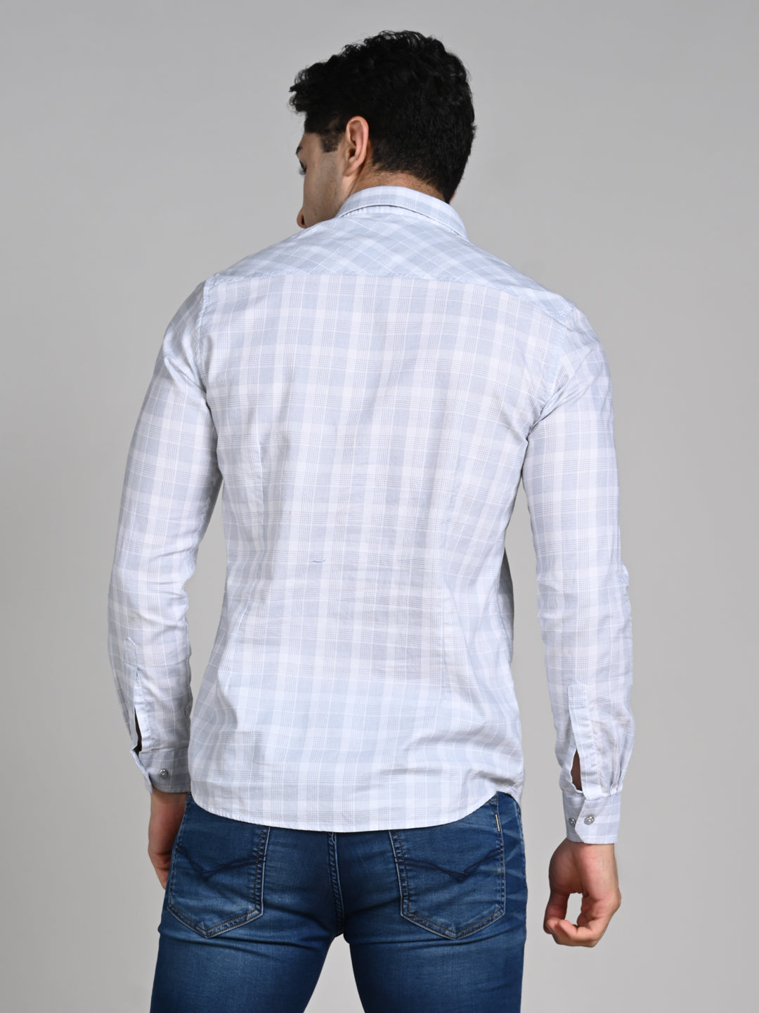 Killer Men White Checks Slim Fit Shirts