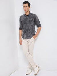 Killer Men Grey Solid Slim Fit Shirts