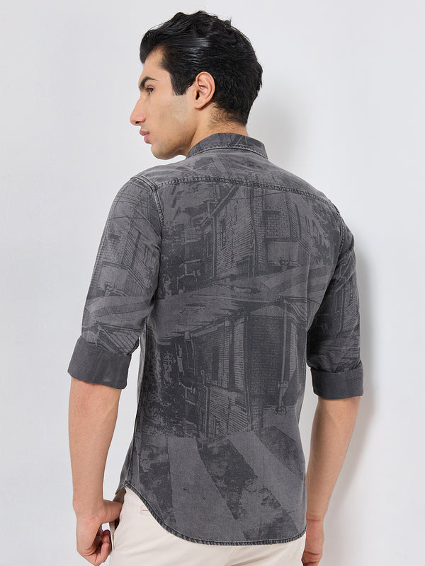 Killer Men Grey Solid Slim Fit Shirts