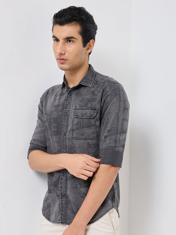 Killer Men Grey Solid Slim Fit Shirts