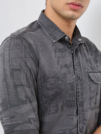 Killer Men Grey Solid Slim Fit Shirts
