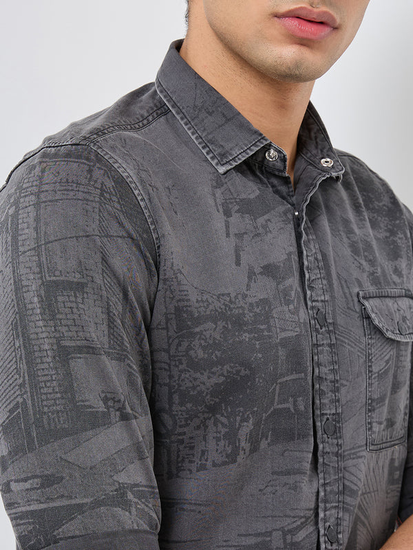 Killer Men Grey Solid Slim Fit Shirts