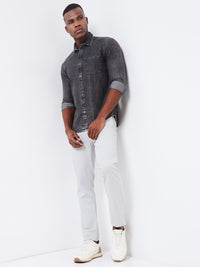 Killer Men Dark Grey Solid Slim Fit Shirts