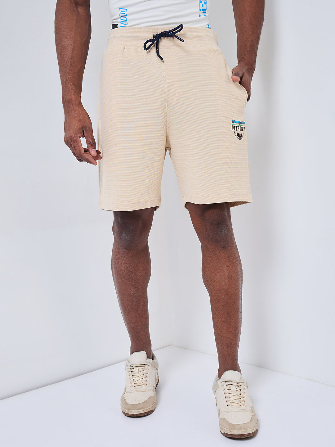 Killer Men Beige Solid Shorts