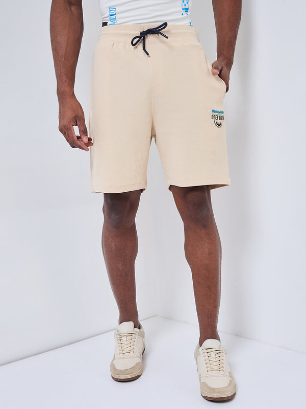 Killer Men Beige Solid Shorts