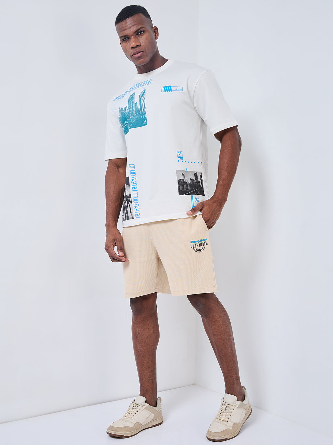 Killer Men Beige Solid Shorts