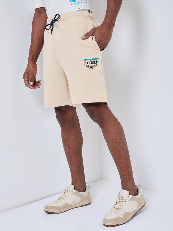Killer Men Beige Solid Shorts