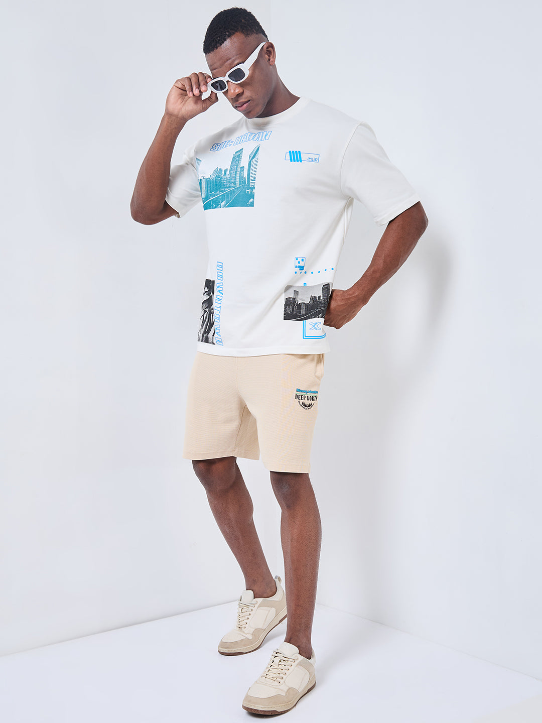 Killer Men Beige Solid Shorts