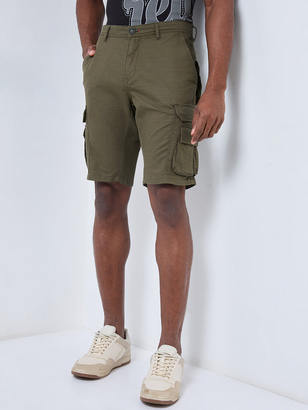 Killer Men Olive Solid Shorts