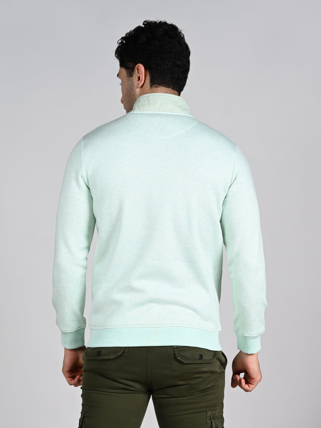 Killer Men High Neck Light Green Sweat Shirts