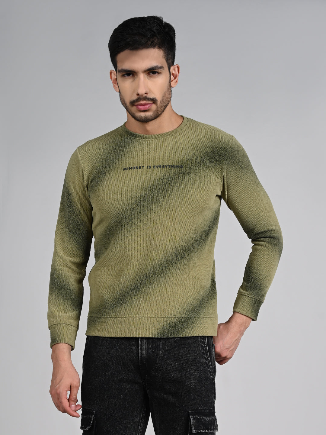 Killer Men Olive Printed Sweat Shirts
