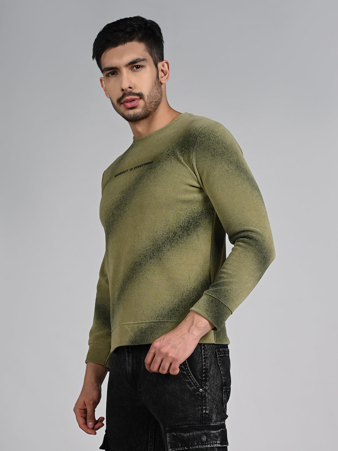 Killer Men Olive Printed Sweat Shirts
