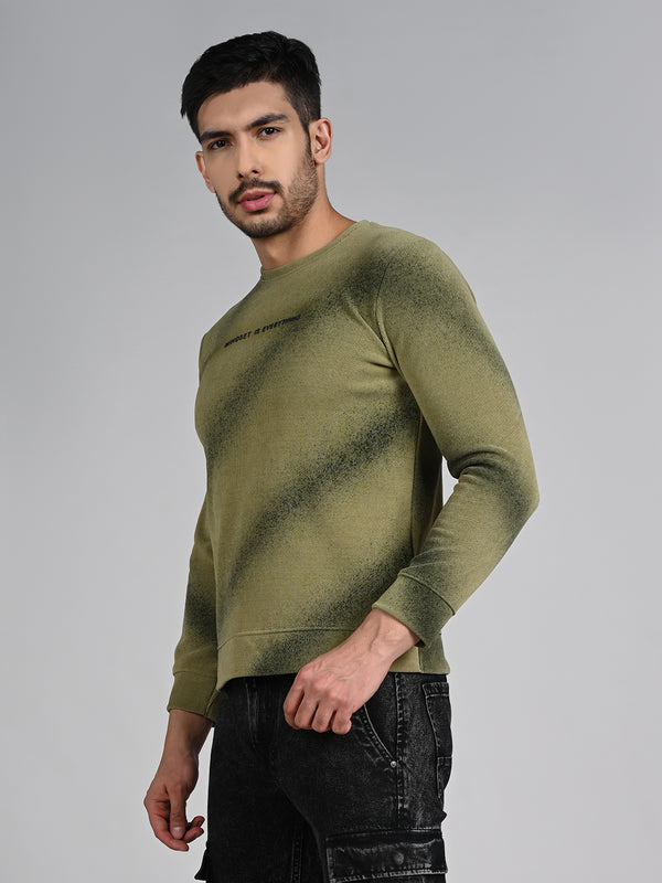 Killer Men Olive Printed Sweat Shirts