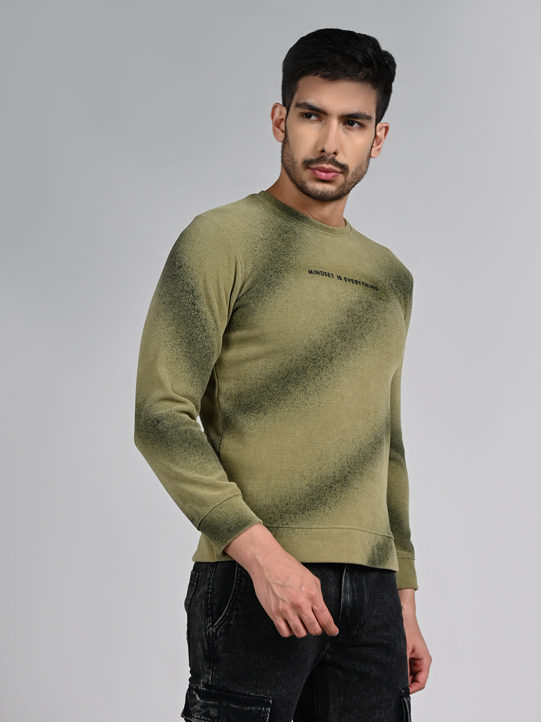 Killer Men Olive Printed Sweat Shirts