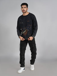 Killer Men Balck Printed Sweat Shirts