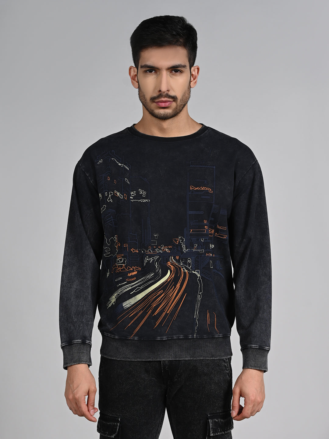 Killer Men Balck Printed Sweat Shirts