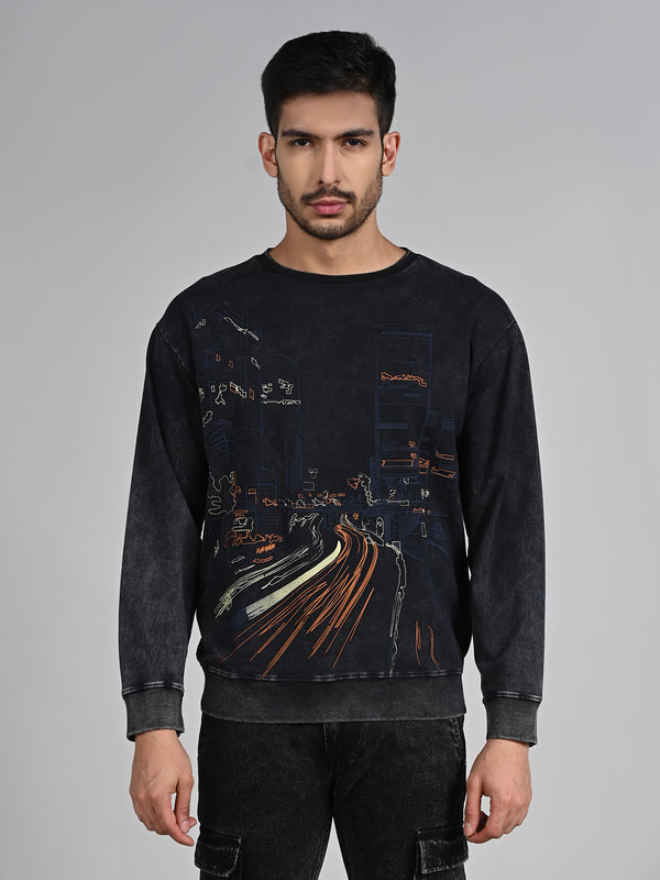 Killer Men Balck Printed Sweat Shirts