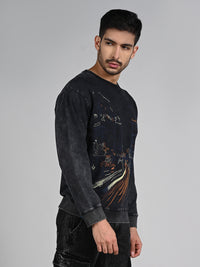 Killer Men Balck Printed Sweat Shirts